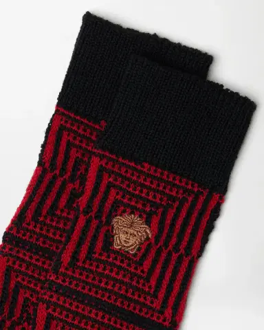 Versace Embroidered-Logo Jacquard Wool Socks | Thumbnail 2