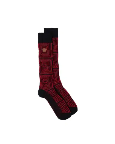 Versace Embroidered-Logo Jacquard Wool Socks | Thumbnail 1
