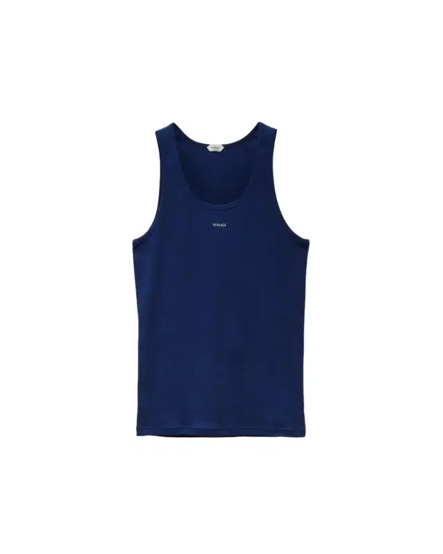 Versace Embroidered-Logo Ribbed Cotton-Jersey Tank Top