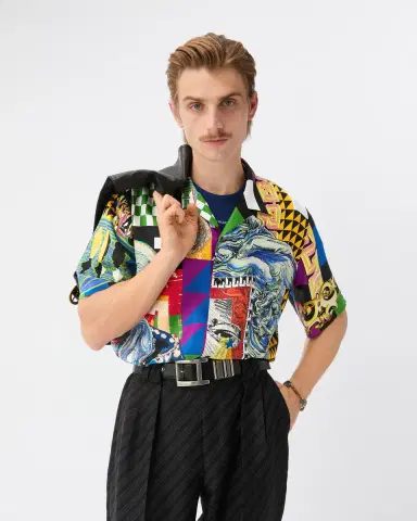Versace Printed Silk Twill Regular Shirt | Thumbnail 2