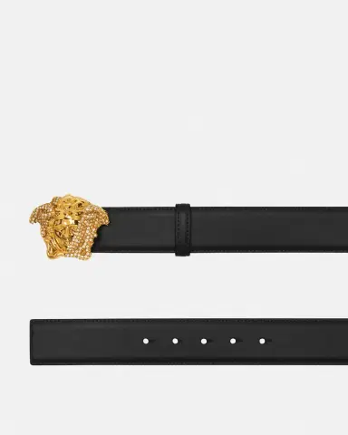 Versace La Medusa Embellished Leather Belt 4 cm | Thumbnail 2