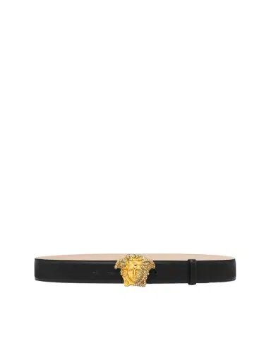 Versace La Medusa Embellished Leather Belt 4 cm | Thumbnail 1