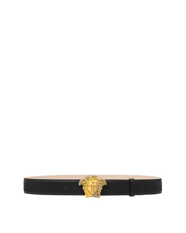 Versace La Medusa Embellished Leather Belt 4 cm