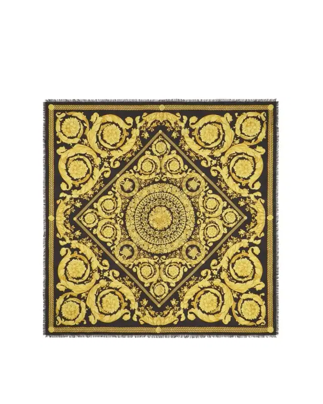 Versace Printed Cashmere-Blend Fringed Shawl 140 cm