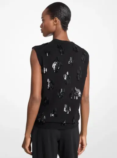 Michael Kors Collection Sequined Cashmere Sleeveless Sweater in | Thumbnail 2 Michael Kors Collection Sequined Cashmere Sleeveless Sweater in | Thumbnail 2