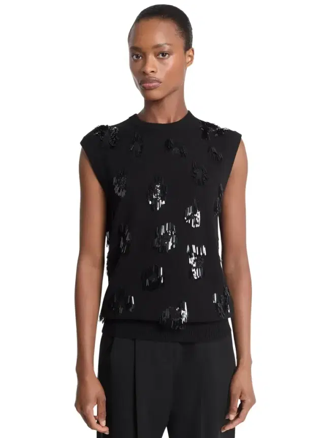 Sequined Cashmere Sleeveless Sweater in