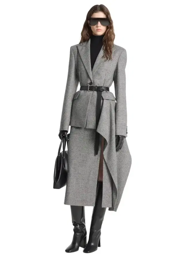 Michael Kors Collection Glen Plaid Wool Cashmere Flannel Blazer in Black