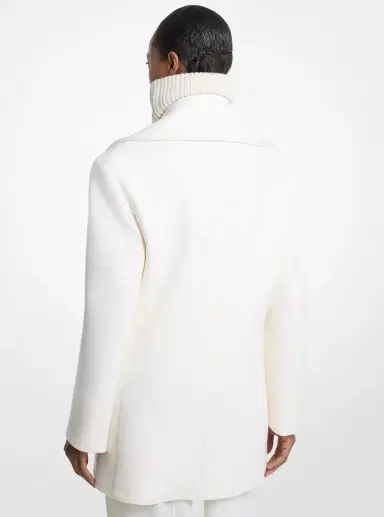 Michael Kors Collection Wool Melton Officer Peacoat in | Thumbnail 2