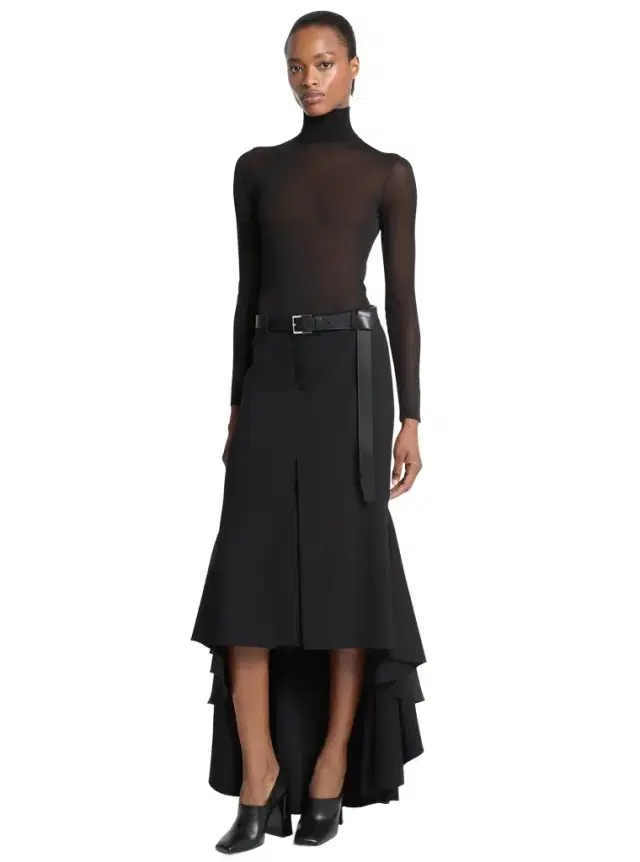 Wool Serge High-Low Trouser Skirt in
