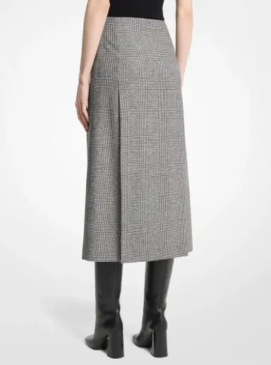 Michael Kors Collection Glen Plaid Wool Blend Flannel Car Wash Skirt in Black | Thumbnail 2