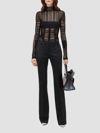Alexander McQueen Women's Sheer Lace Long-Sleeve Top | Thumbnail 2