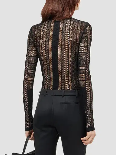 Alexander McQueen Women's Sheer Lace Long-Sleeve Top | Thumbnail 3
