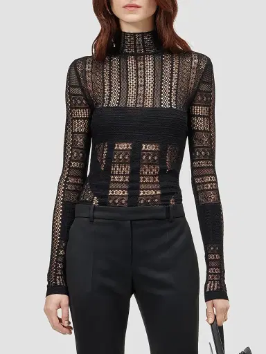 Alexander McQueen Women's Sheer Lace Long-Sleeve Top | Thumbnail 4