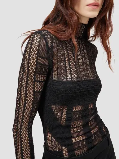 Alexander McQueen Women's Sheer Lace Long-Sleeve Top | Thumbnail 5