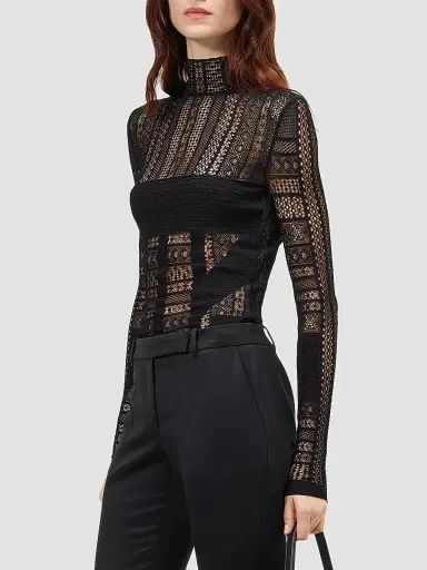 Alexander McQueen Women's Sheer Lace Long-Sleeve Top | Thumbnail 6