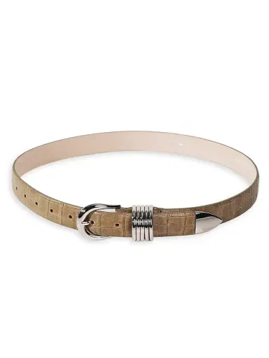 Déhanche Women's Hollyhock Alligator-Embossed Leather Belt | Thumbnail 2