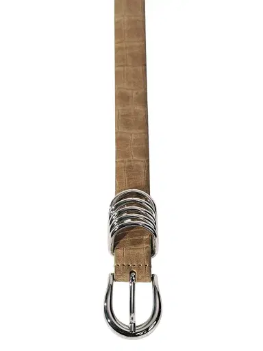 Déhanche Women's Hollyhock Alligator-Embossed Leather Belt | Thumbnail 3