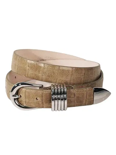 Déhanche Women's Hollyhock Alligator-Embossed Leather Belt | Thumbnail 1
