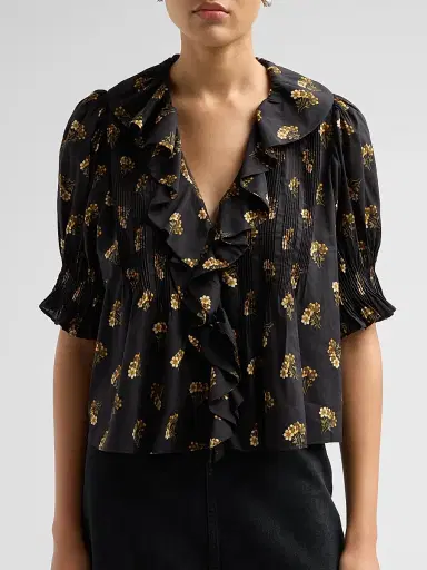 DÔEN Women's Henri Floral Ruffle Blouse | Thumbnail 5 DÔEN Women's Henri Floral Ruffle Blouse | Thumbnail 5