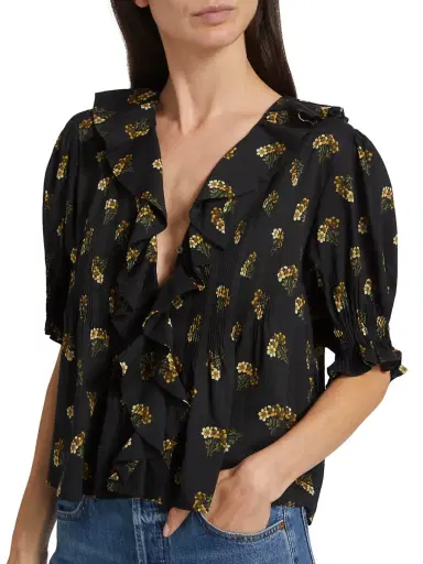 DÔEN Women's Henri Floral Ruffle Blouse | Thumbnail 6 DÔEN Women's Henri Floral Ruffle Blouse | Thumbnail 6