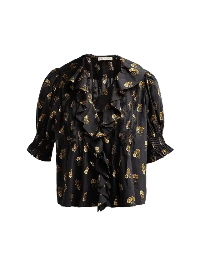 DÔEN Women's Henri Floral Ruffle Blouse