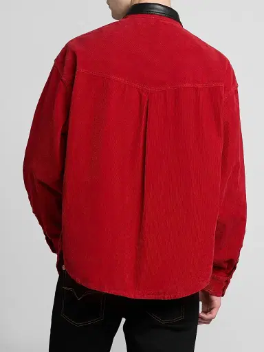 Versace Men's Contrast Collar Cotton Corduroy Shirt | Thumbnail 3