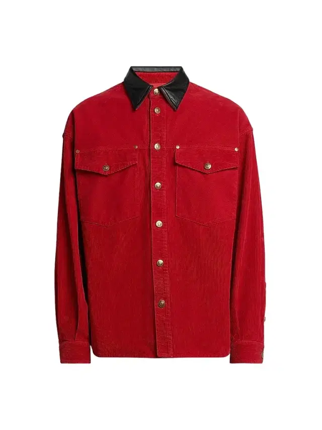 Versace Men's Contrast Collar Cotton Corduroy Shirt