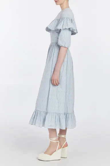 Markarian Buttercup Blue And Yellow Striped Midi Dress | Thumbnail 5