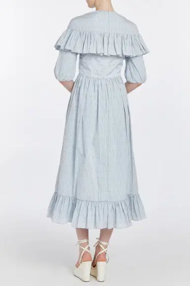 Markarian Buttercup Blue And Yellow Striped Midi Dress | Thumbnail 6