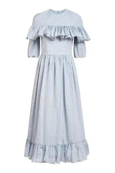 Markarian Buttercup Blue And Yellow Striped Midi Dress | Thumbnail 1
