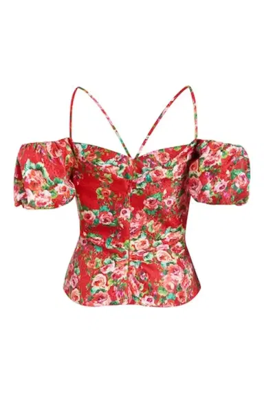 Markarian Ruby Red Rose Floral Ruched Off-the-Shoulder Top | Thumbnail 5 Markarian Ruby Red Rose Floral Ruched Off-the-Shoulder Top | Thumbnail 5