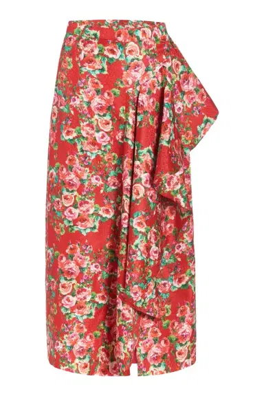 Markarian Shirley Red Rose Floral Ruffle Midi Skirt | Thumbnail 1 Markarian Shirley Red Rose Floral Ruffle Midi Skirt | Thumbnail 1