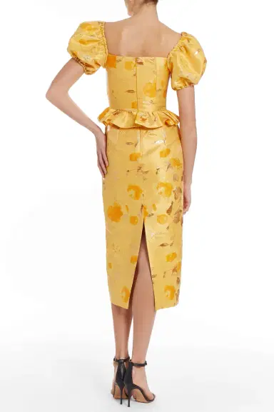 Markarian Yara Gold Floral Brocade Midi Dress | Thumbnail 4 Markarian Yara Gold Floral Brocade Midi Dress | Thumbnail 4