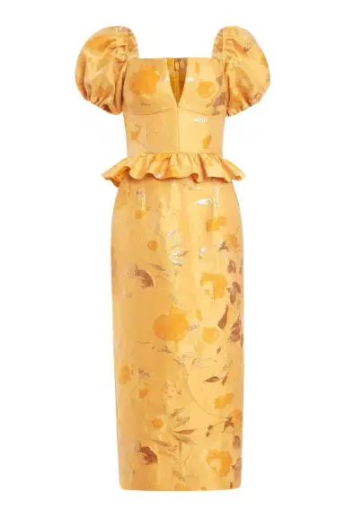 Markarian Yara Gold Floral Brocade Midi Dress | Thumbnail 1 Markarian Yara Gold Floral Brocade Midi Dress | Thumbnail 1