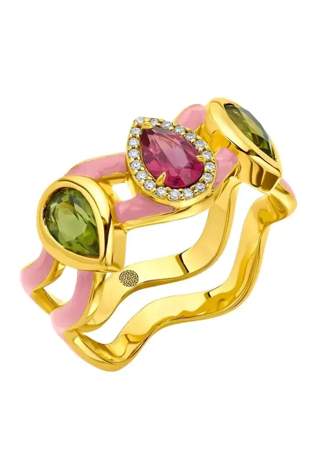 BUDDHA MAMA Diamond Bubblegum Double Wave Band Ring