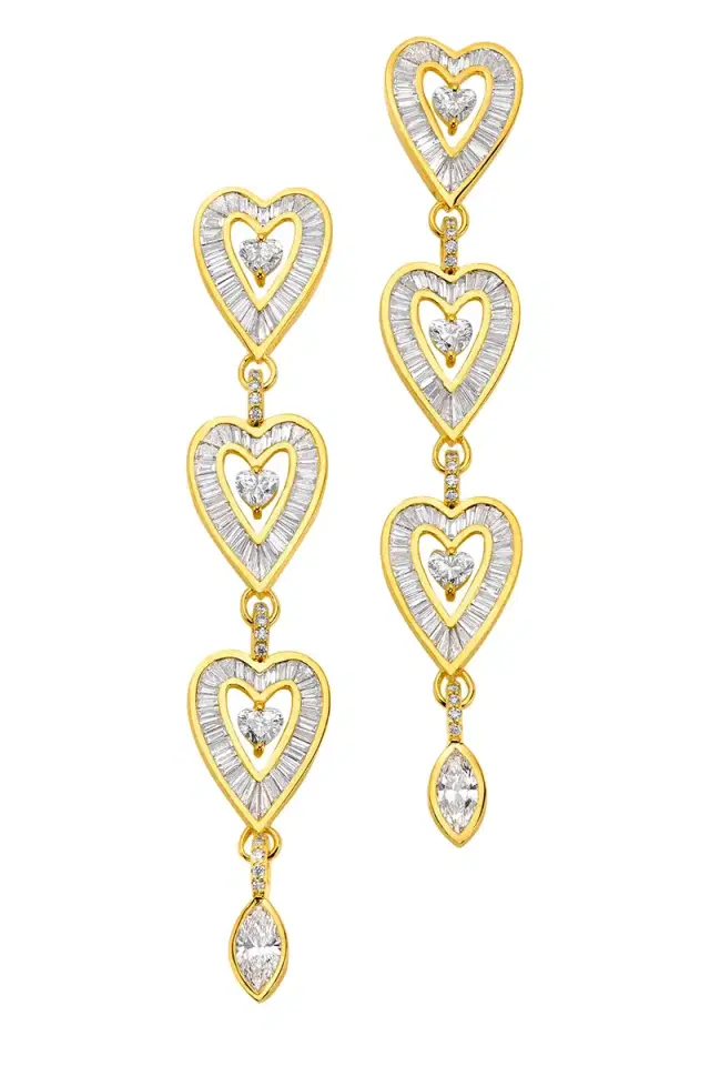 BUDDHA MAMA Diamond Long Heart Drop Earrings