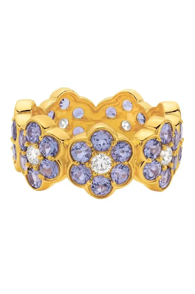 BUDDHA MAMA Diamond Tanzanite Flower Band Ring