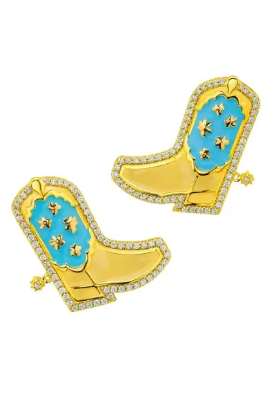 BUDDHA MAMA Diamond Blue Cowgirl Stud Earrings | Thumbnail 1