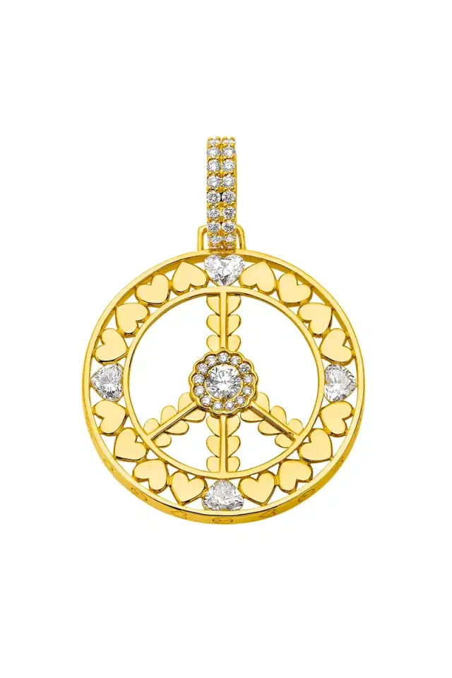 BUDDHA MAMA Diamond Peace Sign Pendant