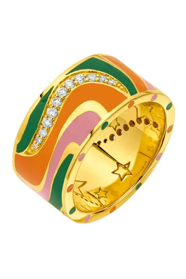 BUDDHA MAMA Diamond Pink Green Groovy Swirl Band Ring | Thumbnail 2