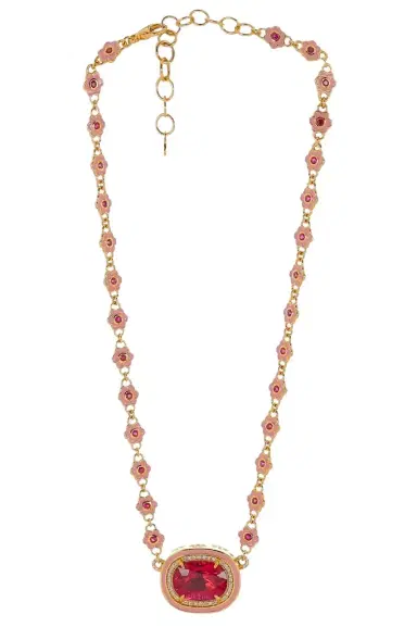 BUDDHA MAMA Rubellite Pink Flower Necklace | Thumbnail 1