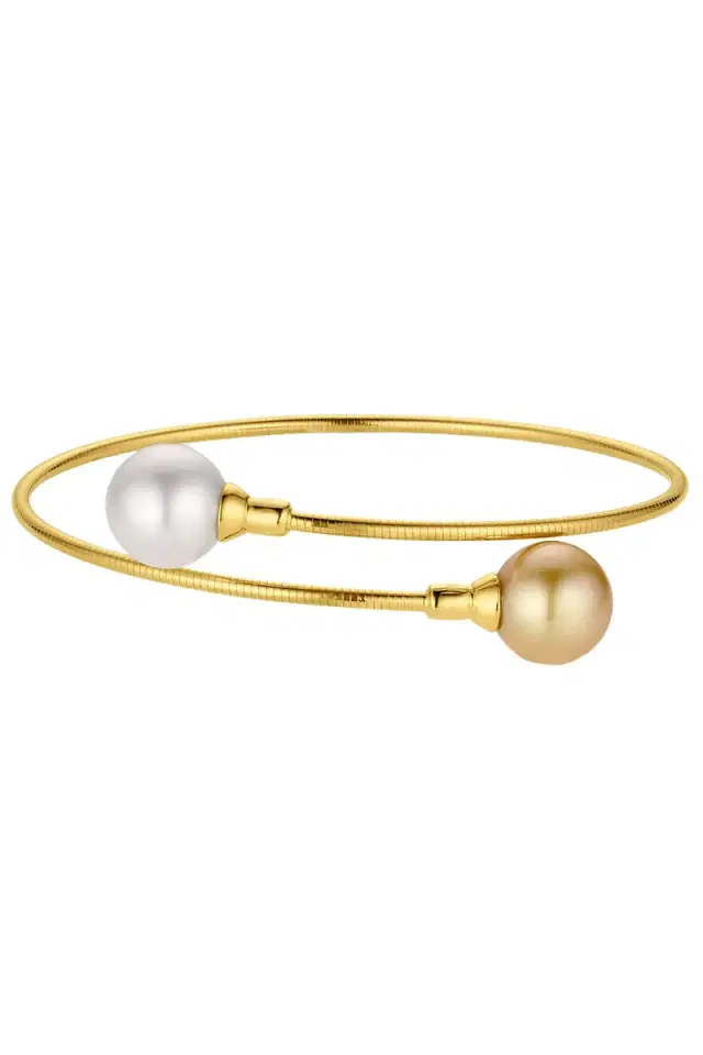 BAGGINS South Sea Pearl Golden Wire Bangle Bracelet