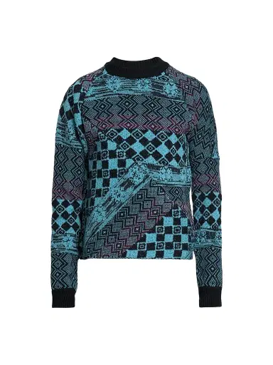 Dries Van Noten Men's Macos Patchwork Jacquard Wool Sweater | Thumbnail 1 Dries Van Noten Men's Macos Patchwork Jacquard Wool Sweater | Thumbnail 1