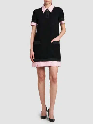 MOSCHINO Women's Contrast-Trim Wool-Blend Mini Dress | Thumbnail 2 MOSCHINO Women's Contrast-Trim Wool-Blend Mini Dress | Thumbnail 2