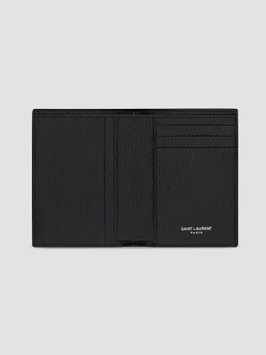 Saint Laurent Men's Tiny Cassandre Credit Card Wallet in Grained Leather | Thumbnail 4 Saint Laurent Men's Tiny Cassandre Credit Card Wallet in Grained Leather | Thumbnail 4