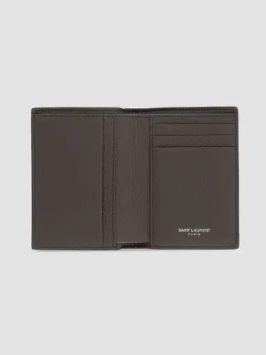 Saint Laurent Men's Tiny Cassandre Credit Card Wallet in Grained Leather | Thumbnail 4