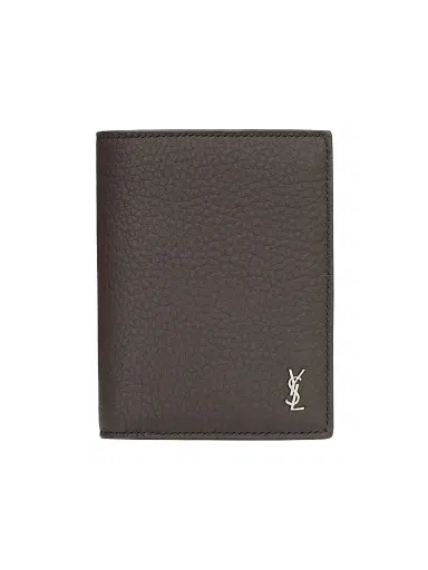 Saint Laurent Men's Tiny Cassandre Credit Card Wallet in Grained Leather | Thumbnail 1