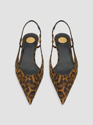 Saint Laurent Women's Secret Slingback Pumps in Leopard Grosgrain | Thumbnail 3 Saint Laurent Women's Secret Slingback Pumps in Leopard Grosgrain | Thumbnail 3