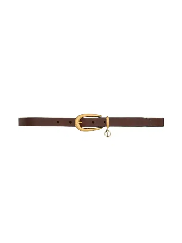 Saint Laurent Women's Cassandre Charm Elongated Buckle Thin Belt in Leather