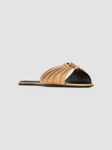 Saint Laurent Women's Babylone Slides in Metallic Leather | Thumbnail 2